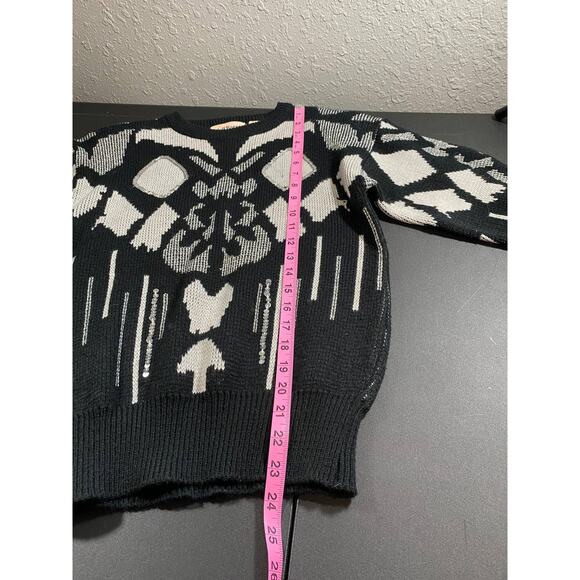 Adell Barre Womens Small Sweater black silver Shoulder pads retro 90s vintage - Picture 7 of 9